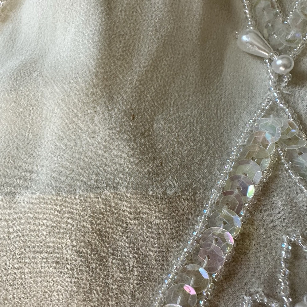 1980s Edwardian Style Heavily Beaded Lillie Ruben Silk Wedding Formal Gown Small - Picture 15 of 16